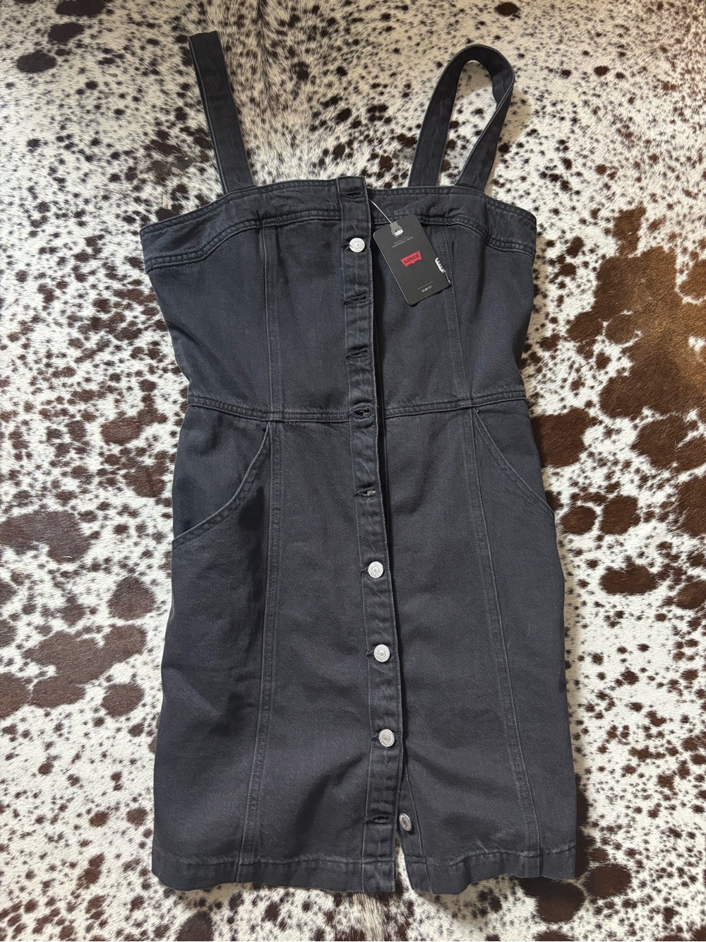 Levi's Black Denim Button-Front Mini Sundress